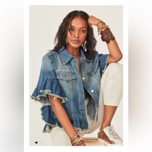 Ruffle Denim Jacket | Size M/L